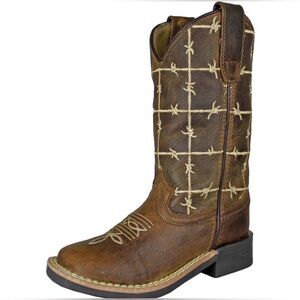 Cowboy Legend Kids Brown Leather Western Boots Size 10 Youth